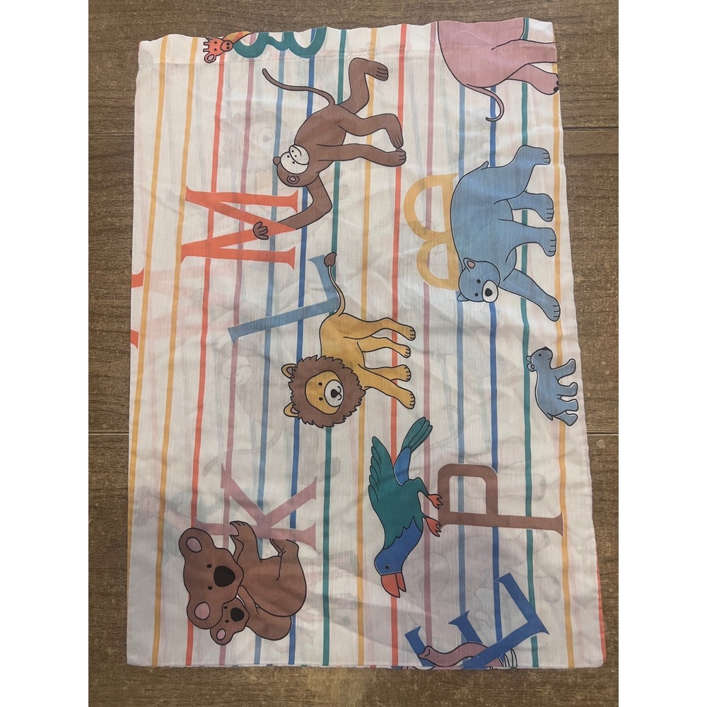 Vintage Dan River Criterion ABCs Zoo Animals Kids Pillowcase 80s Nursery 20x29‎